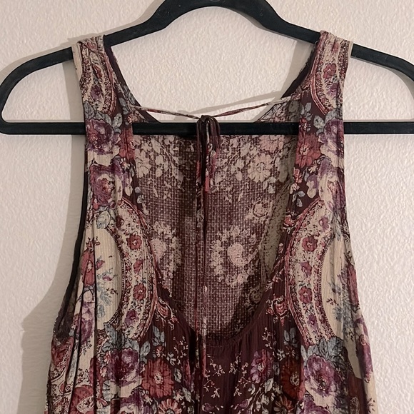Free People Intimately Dobby Dot Slip Tunic/Mini Dress Sz. S Burgundy and Tan. - Picture 5 of 11
